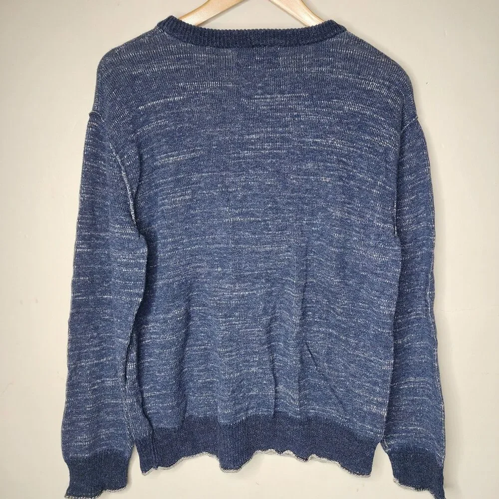 Denim Supply Ralph Lauren Sweater Marled Knit Roll Hem Mens Medium Navy Blue